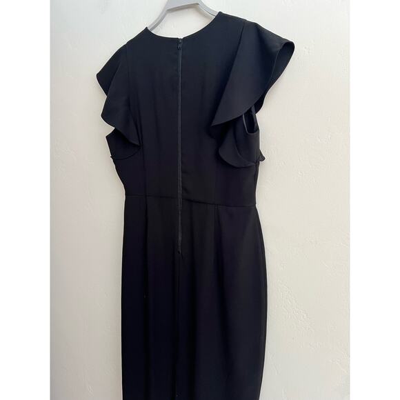 NEW Chelsea 28 Flutter Sleeve Stretch Sheath Little Black Dress Size: 14 - Picture 6 of 10